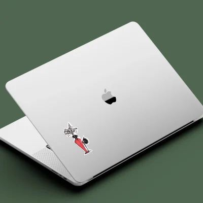 preview of a sir cat a black cat as vampire in a red cape sticker on a laptop