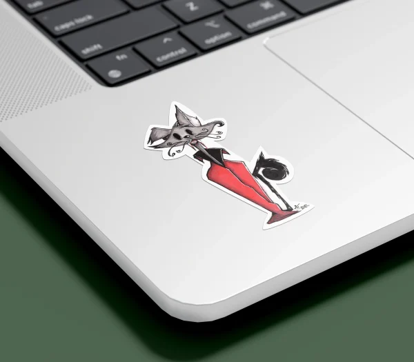 preview of a sir cat a black cat as vampire in a red cape sticker