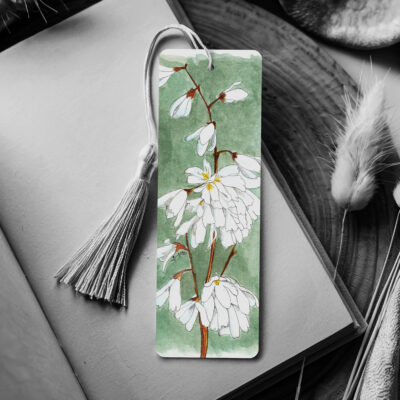 preview of a bookmark with a flower motif, boomark for purchase, flower bookmark, pretty and cute bookmark